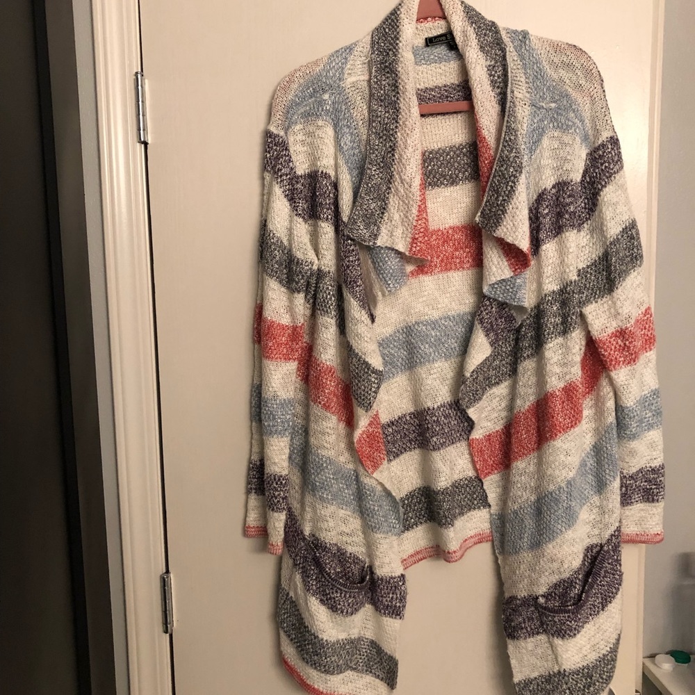 Love stitch open from stripe cardigan Large